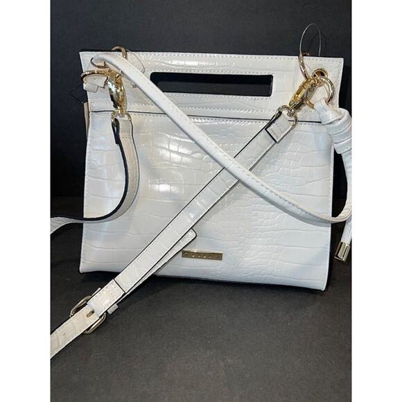 Lulu white jacee triple handle flap shoulder bag crossbody purse croc NWT - Picture 9 of 12